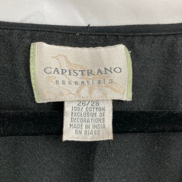 Vintage Womens 26 Black & Gold Floral Embroidered Vest Boho Chic Cottage Folk - Picture 5 of 10